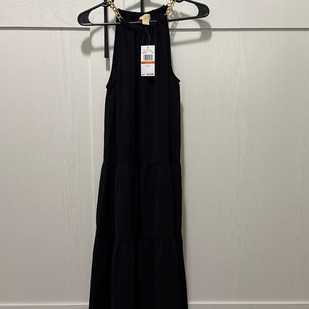 Black Dress with Gold Chain